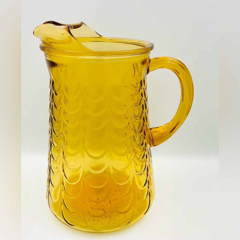 Vintage Libbey Honey Gold / Amber Glass Pitcher